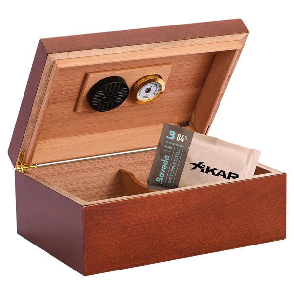 Humidor Supreme® Sao Paolo Humidor, 50 Cigar Capacity, Lined With Premium Kiln Dried Spanish Cedar, SureSeal Technology, Rich Maple Wood With Mahogany Finish