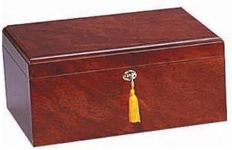 Humidor Supreme® Milano Cigar Humidor, Rosewood, Spanish Cedar Tray With Divider, Holds 75-100 Cigars, 1 Round Humidifier And 1 Hygrometer With Brass Frame