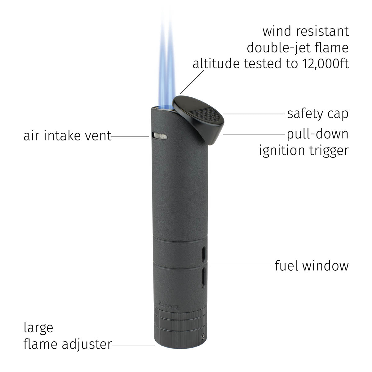 Turrim Tall Double-Jet Torch Lighter - Specs